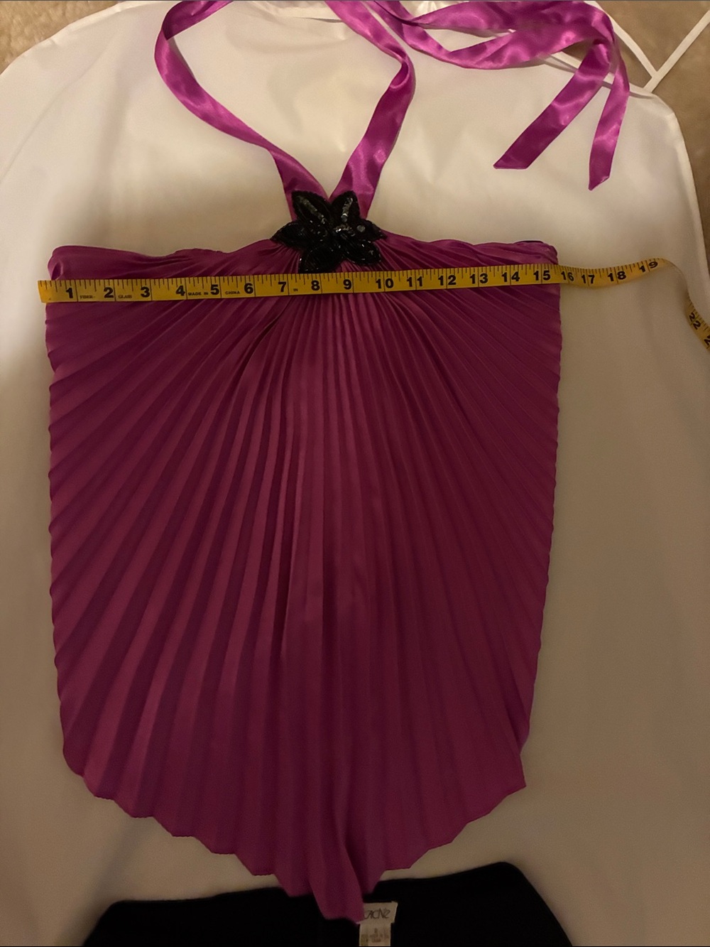 Cache Black Wide-Leg Pants with Pink Floral Appliqué and open back top - Picture 6 of 16